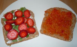 Strawberry and Goat Cheese on Sprouted Grain&nbsp;Bread